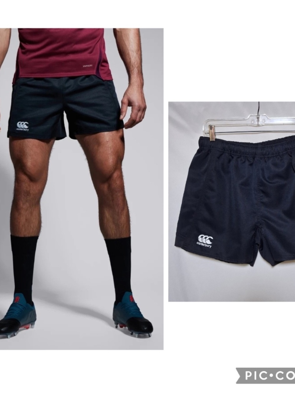 Mens Canterbury Black Advantage Short Embroidered Logo Rugby Shorts Size 2XL